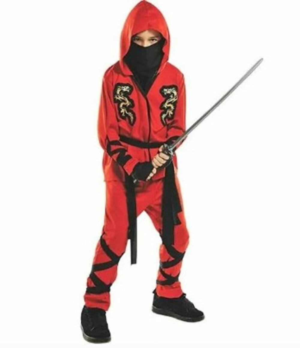 Kids' Fire Dragon Ninja Two Piece Costume/Disguise in Red/Black Size XL (14-16)